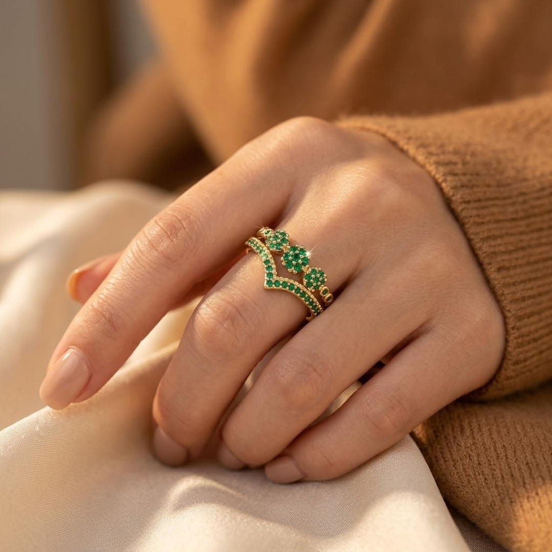 Gold Emerald Cluster Ring by Harrison & James - ring product image 2