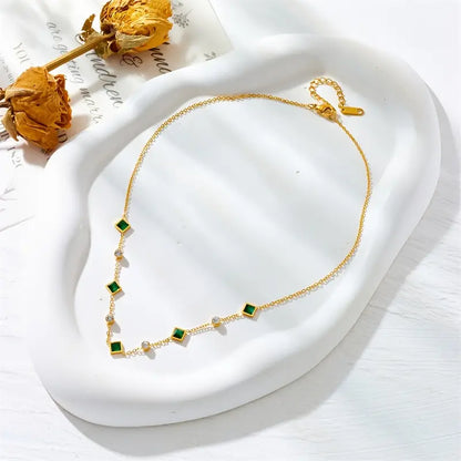 Gold Emerald Geometric Station Necklace by Harrison & James - necklace product image 2