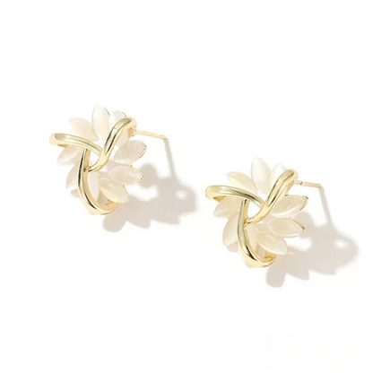 Sienna™ | Elegant Opal Petal Circle Stud Earrings by Harrison & James - earrings product image 2