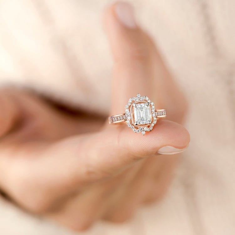 RECTANGLE DIAMOND HALO RING by Harrison & James - ring product image 6
