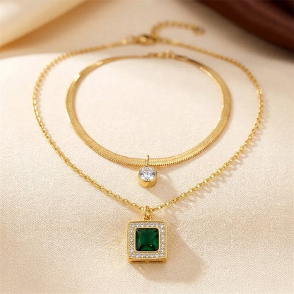 Gold Emerald Layered Necklace by Harrison & James - necklace product image 1