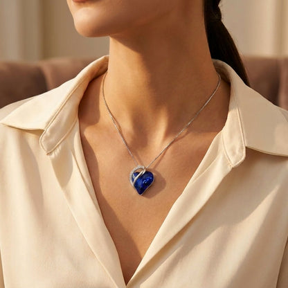 Silver Sapphire Heart Necklace by Harrison & James - necklace product image 2