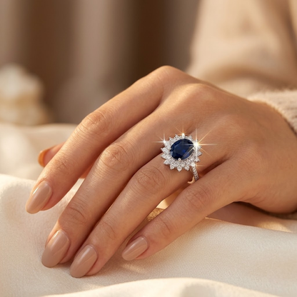 Gold Sapphire Halo Ring by Harrison & James - ring product image 4