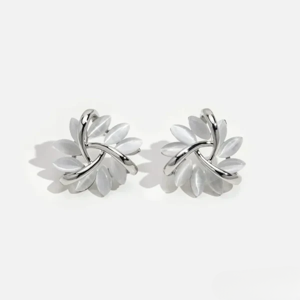 Sienna™ | Elegant Opal Petal Circle Stud Earrings by Harrison & James - earrings product image 3