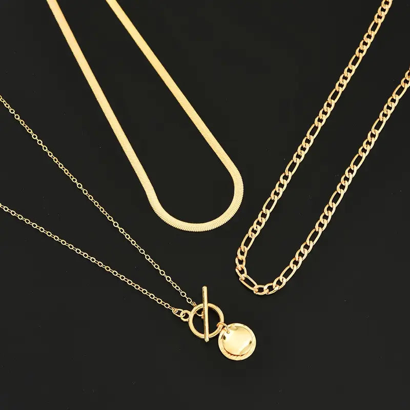 Savira Textured Coin Layered Necklace | Gold by Harrison & James - necklace product image 3