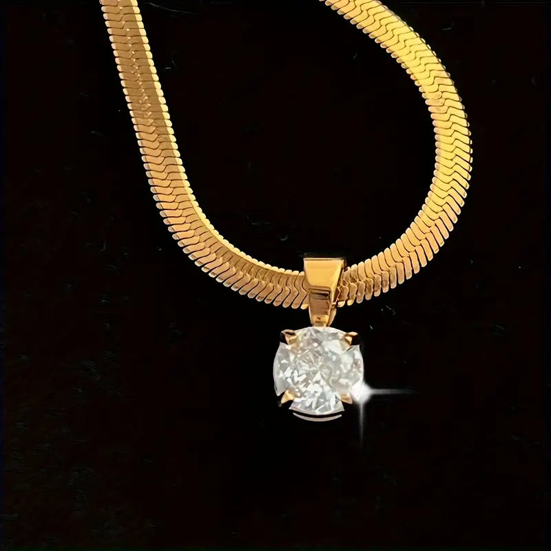 Elegant Rhinestone Pendant Necklace | Gold by Harrison & James - necklace product image 4