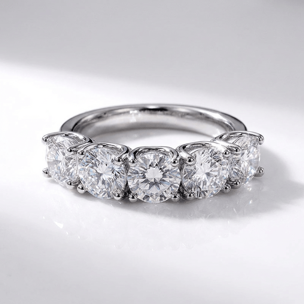 SILVER FIVE DIAMOND ROUND RING by Harrison & James - ring product image 1