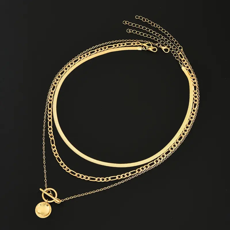 Savira Textured Coin Layered Necklace | Gold by Harrison & James - necklace product image 5