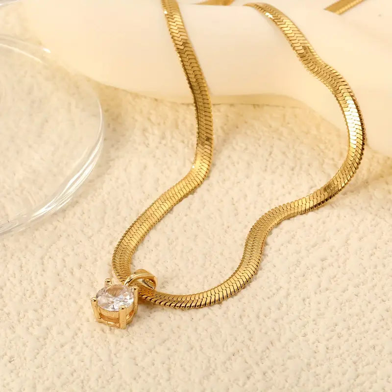 Elegant Rhinestone Pendant Necklace | Gold by Harrison & James - necklace product image 3
