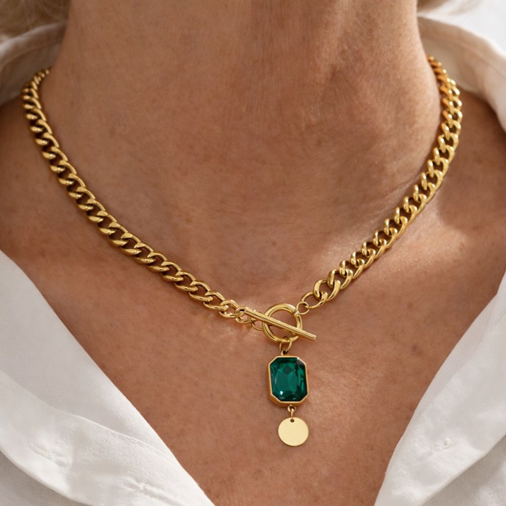 Emerald Pendant Necklace by Harrison & James - necklace product image 2