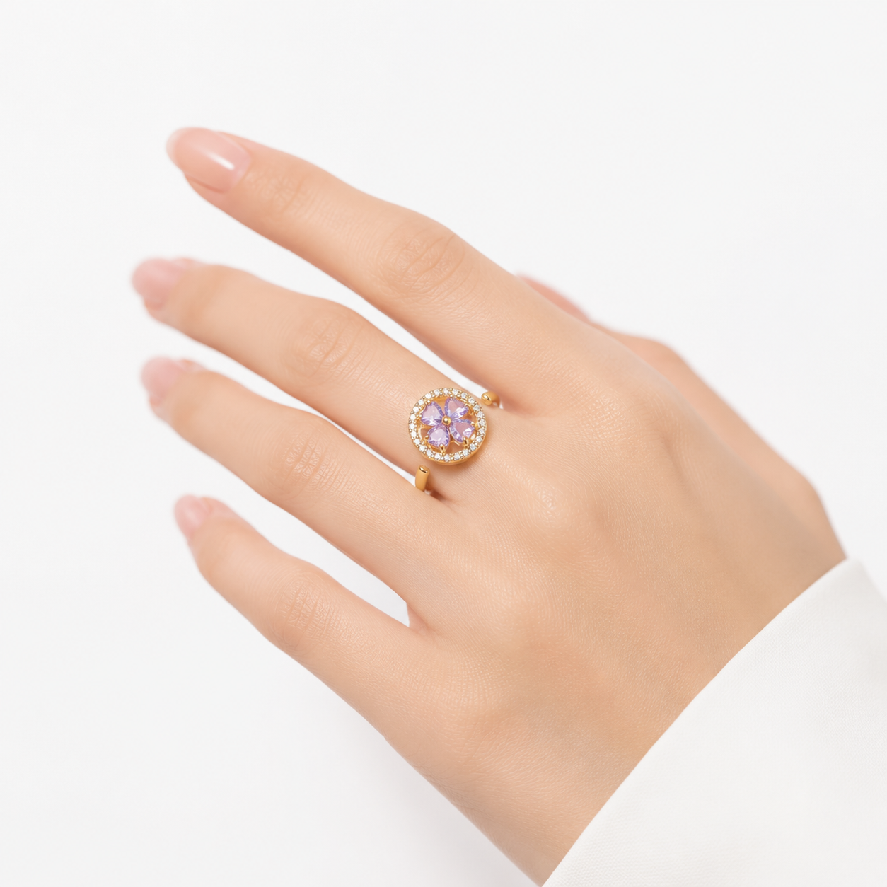 Gold Sapphire Floral Ring by Harrison & James - ring product image 2