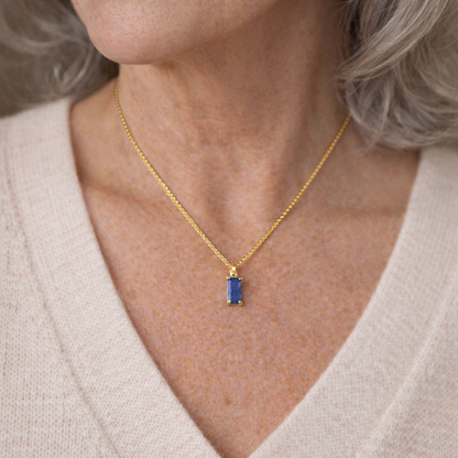 Minimalist Sapphire Pendant Necklace by Harrison & James - necklace product image 2