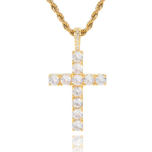 Faith™ | Gold Moissanite Cross Necklace by Harrison & James - necklace product image 1
