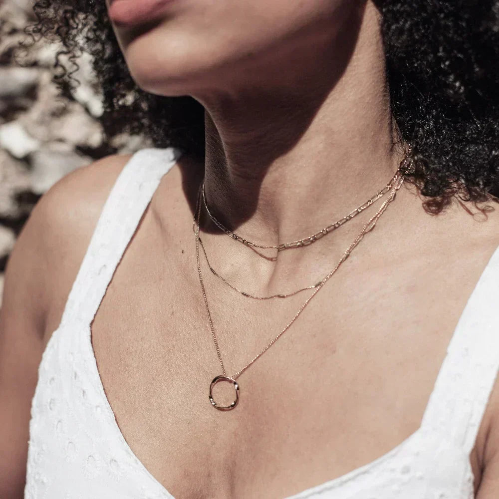 Circa™ | Gold Open Circle Three Row Necklace by Harrison & James - necklace product image 3