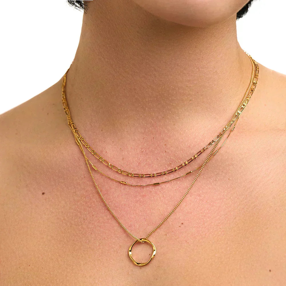 Circa™ | Gold Open Circle Three Row Necklace by Harrison & James - necklace product image 4