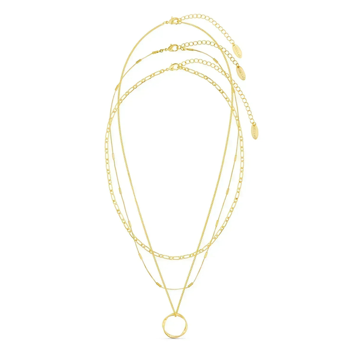 Circa™ | Gold Open Circle Three Row Necklace by Harrison & James - necklace product image 2