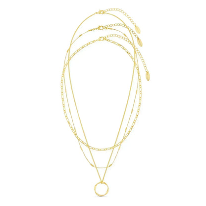 Circa™ | Gold Open Circle Three Row Necklace by Harrison & James - necklace product image 2