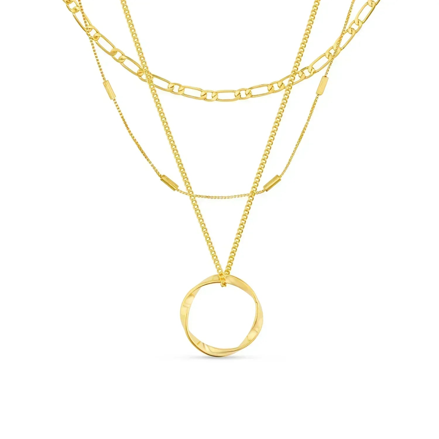 Circa™ | Gold Open Circle Three Row Necklace by Harrison & James - necklace product image 1