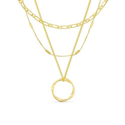 Circa™ | Gold Open Circle Three Row Necklace by Harrison & James - necklace product image 1
