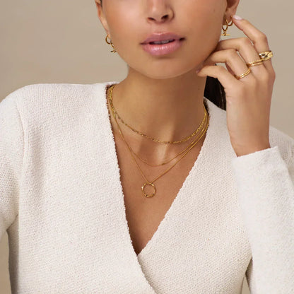 Circa™ | Gold Open Circle Three Row Necklace by Harrison & James - necklace product image 5