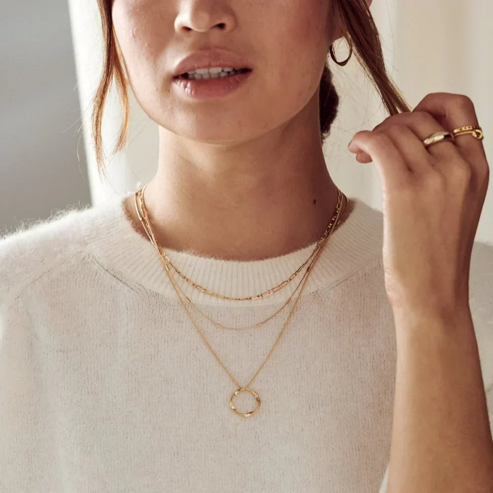 Circa™ | Gold Open Circle Three Row Necklace by Harrison & James - necklace product image 7
