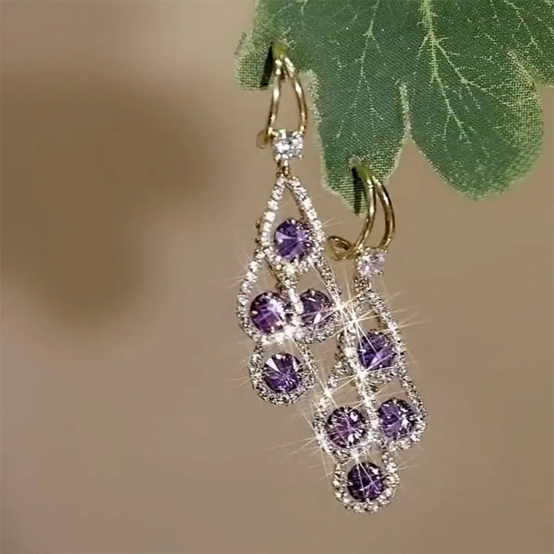 Purple Crystal Drop Earrings by Harrison & James - earrings product image 3