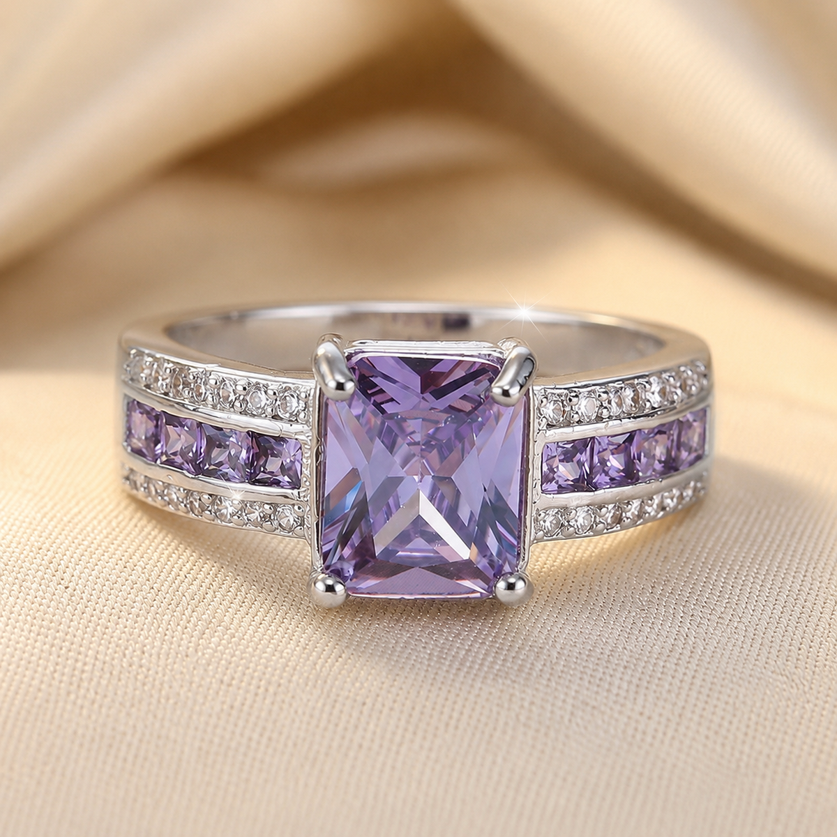 Silver Amethyst Channel Ring by Harrison & James - ring product image 1