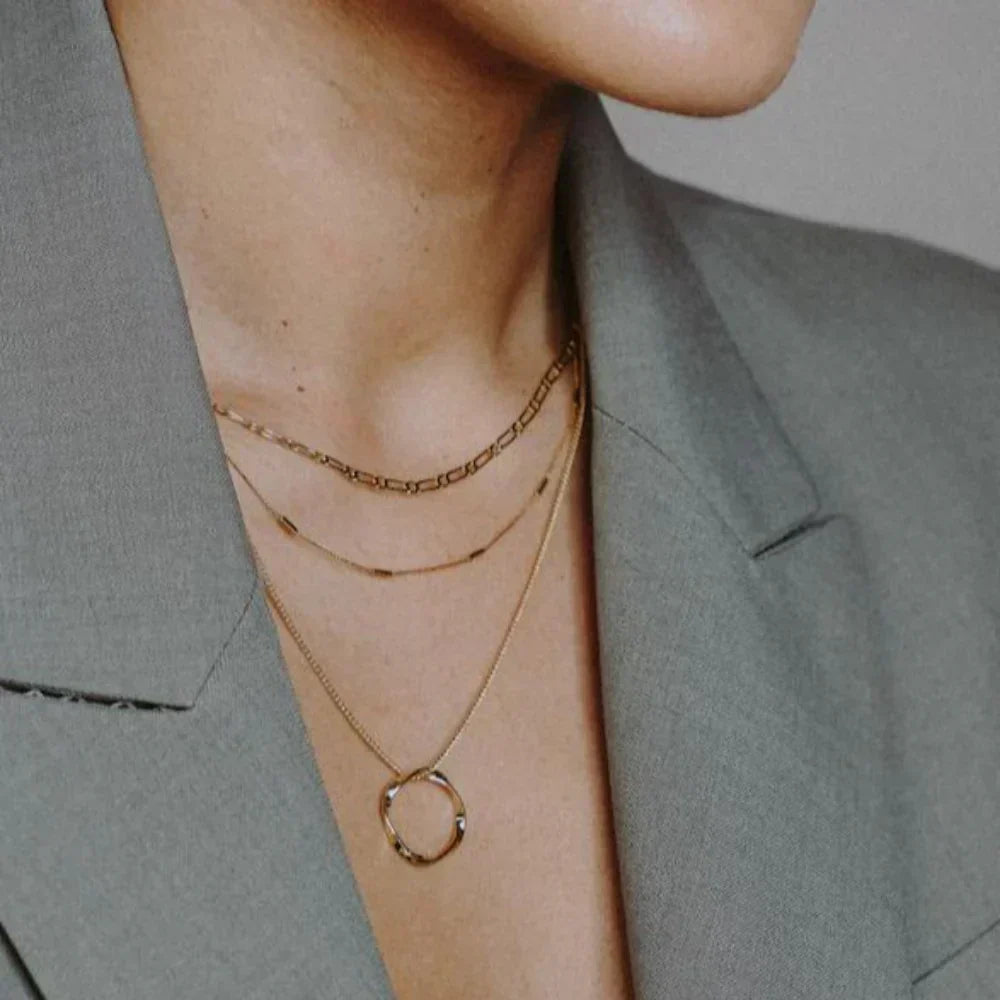 Circa™ | Gold Open Circle Three Row Necklace by Harrison & James - necklace product image 8