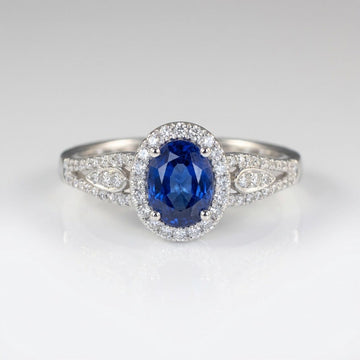 SAPPHIRE HALO VINTAGE RING by Harrison & James - ring product image 1