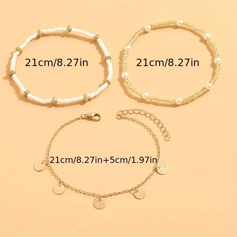 Coastal Charm 3-Piece Layered Anklet Set | Gold by Harrison & James - anklet product image 5