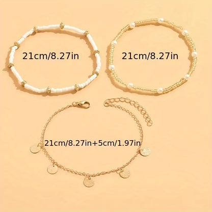 Coastal Charm 3-Piece Layered Anklet Set | Gold by Harrison & James - anklet product image 5