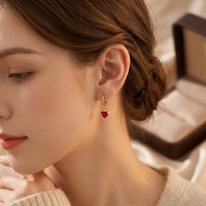 Gold Ruby Heart Drop Earrings by Harrison & James - earrings product image 2