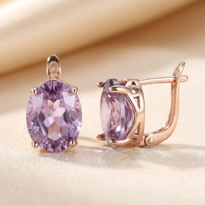 Rose Gold Amethyst Stud Earrings by Harrison & James - earrings product image 1