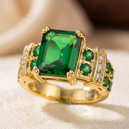 Gold Emerald Geometric Ring by Harrison & James - ring product image 1