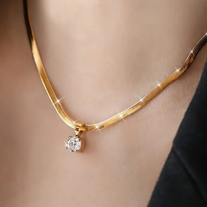 Elegant Rhinestone Pendant Necklace | Gold by Harrison & James - necklace product image 1