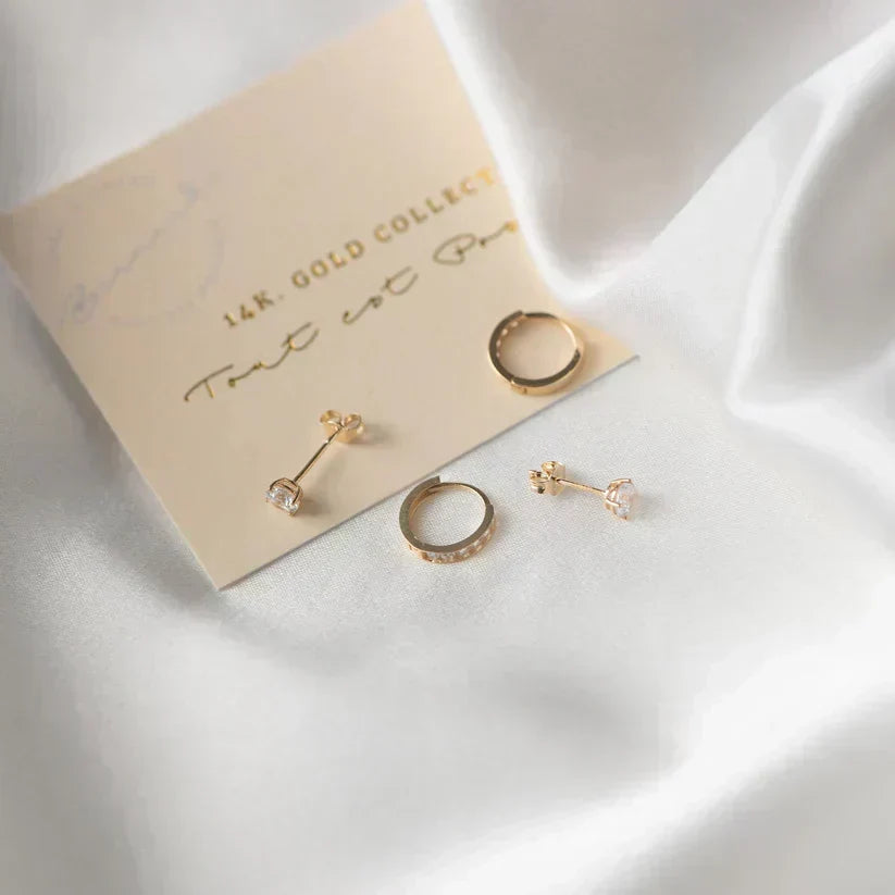 Larmes™ | Gold Stone Stud Earrings by Harrison & James - earrings product image 7