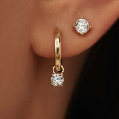 Celeste™ | Gold Stone Hoop Earrings by Harrison & James - earrings product image 2