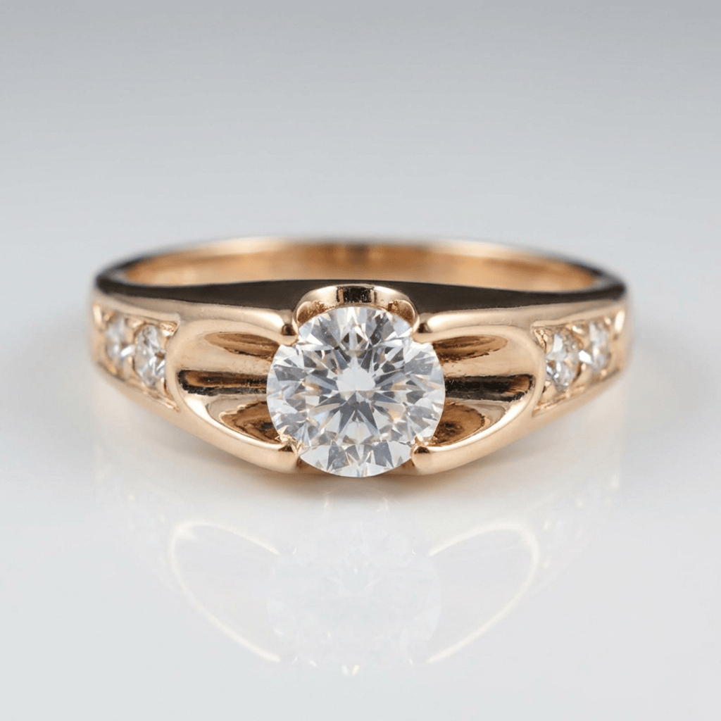 CLASSIC ROSE GOLD ZIRCONIA SOLITAIRE RING by Harrison & James - ring product image 1