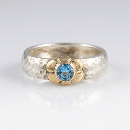 HANDMADE SILVER TWO TONE BLUE TOPAZ RING by Harrison & James - ring product image 1
