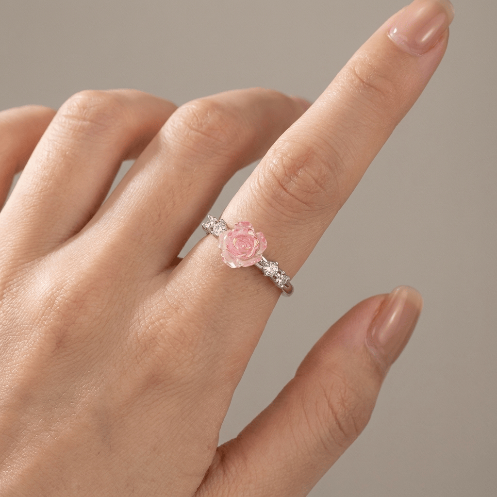 SILVER ROSE DIAMOND RING - (ADJUSTABLE) by Harrison & James - ring product image 6