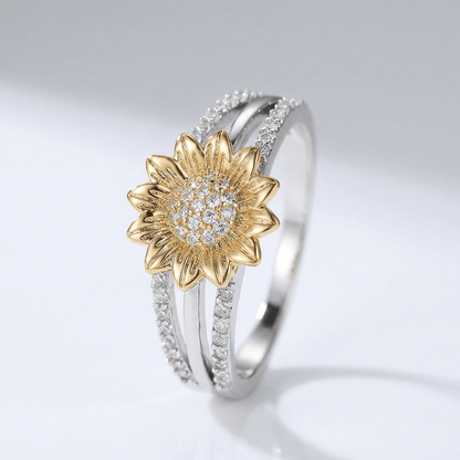 SILVER GOLD SUNFLOWER DIAMOND RING by Harrison & James - ring product image 1