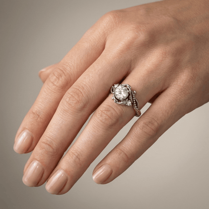 SILVER DIAMOND ORNATE VINTAGE RING by Harrison & James - ring product image 2