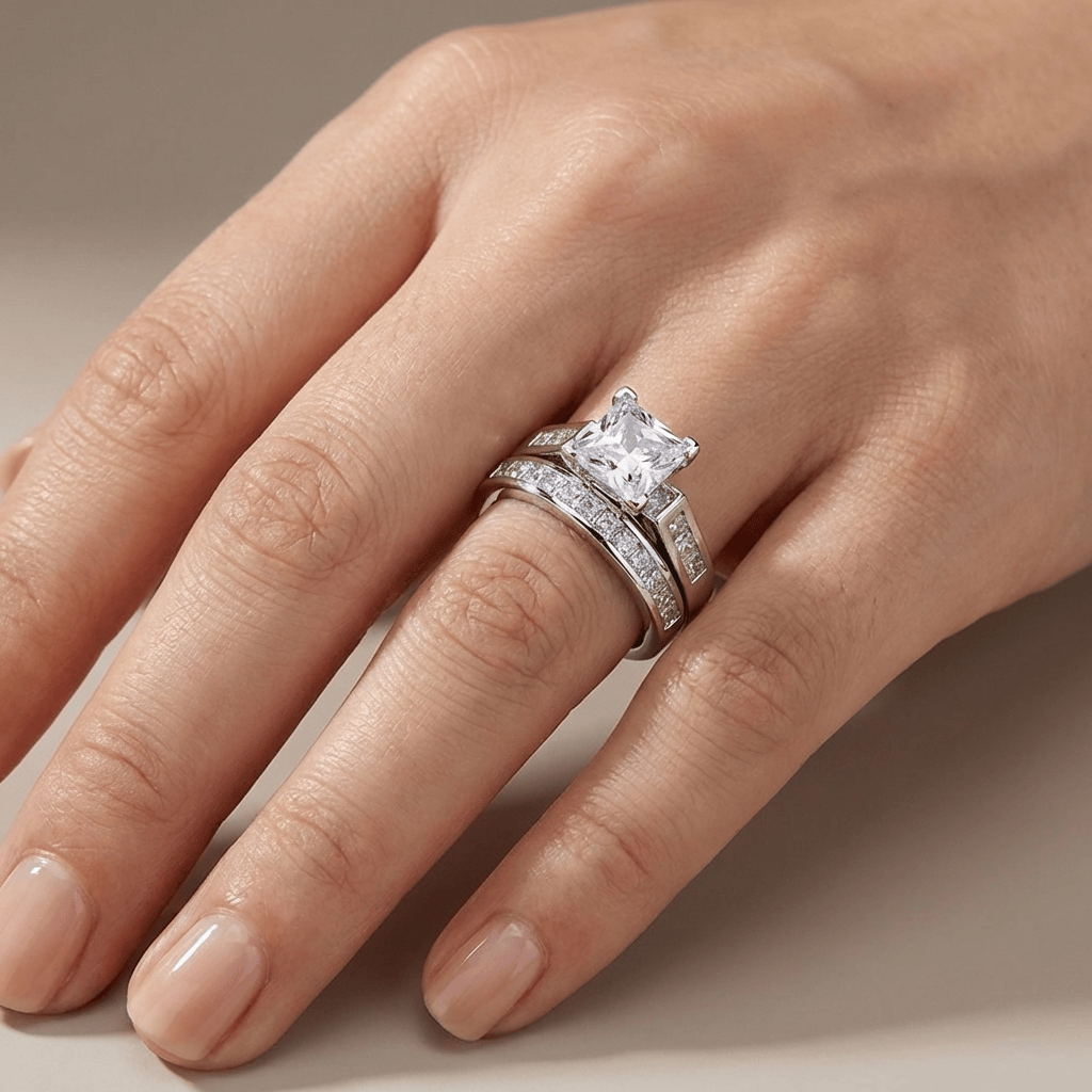 SILVER SQUARE ZIRCONIA HALO RING by Harrison & James - ring product image 4