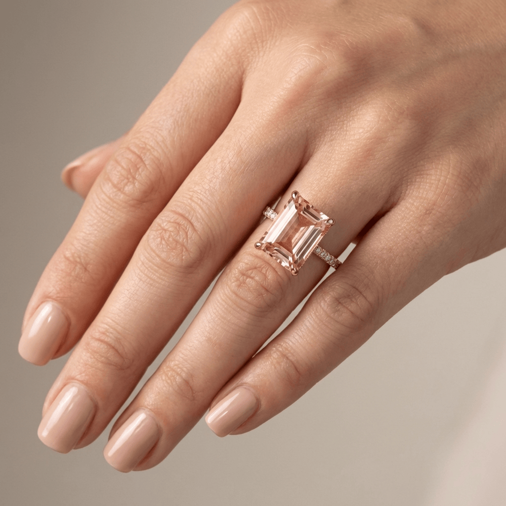 ROSE GOLD MORGANITE PAVE RING by Harrison & James - ring product image 2