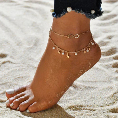 Infinity Anklet Bracelet + Pearls and Stars by Harrison & James - anklet product image 2
